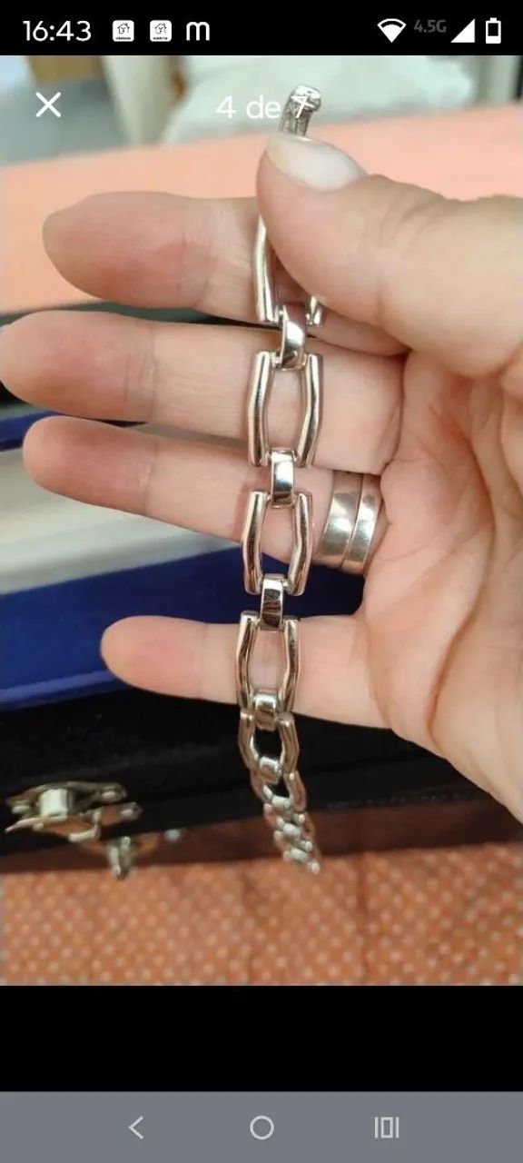 Pulseira masculina prata 925 - Foto 3