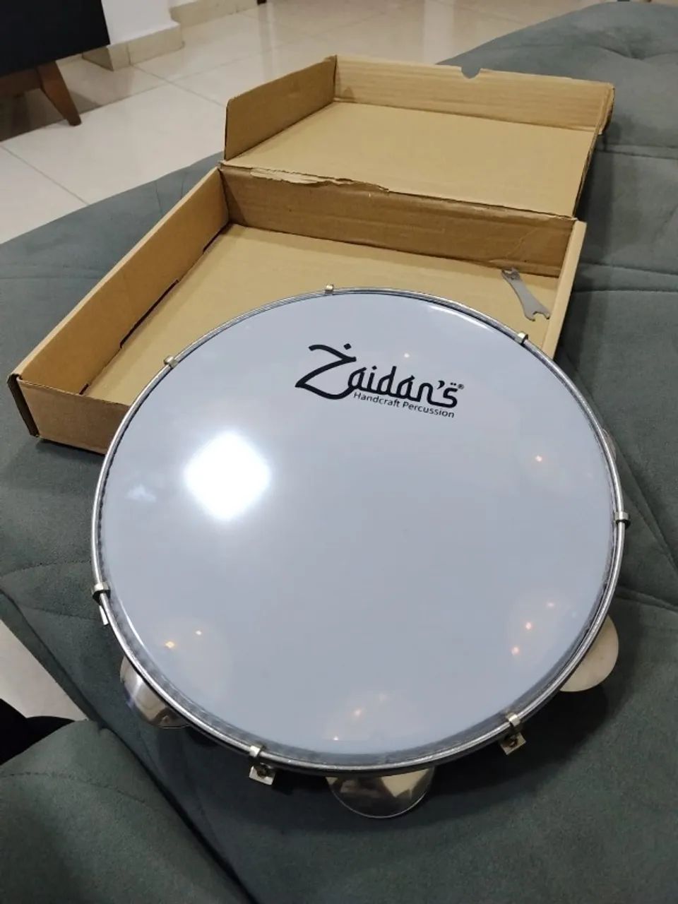 Pandeiro Zaidans Preto 10 Polegadas Pele Leitosa - Foto 3