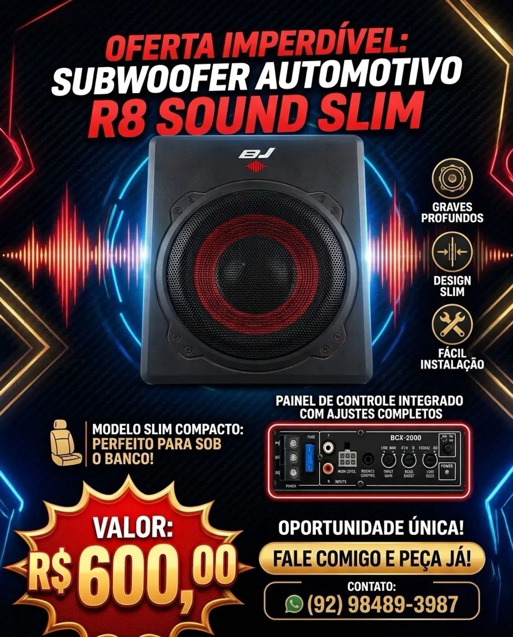 Sub R8 sound ativo 8 polegadas 