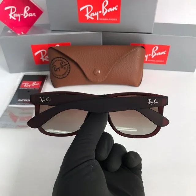 óculos de sol ray ban justin marrom lentes polarizadas - Foto 4