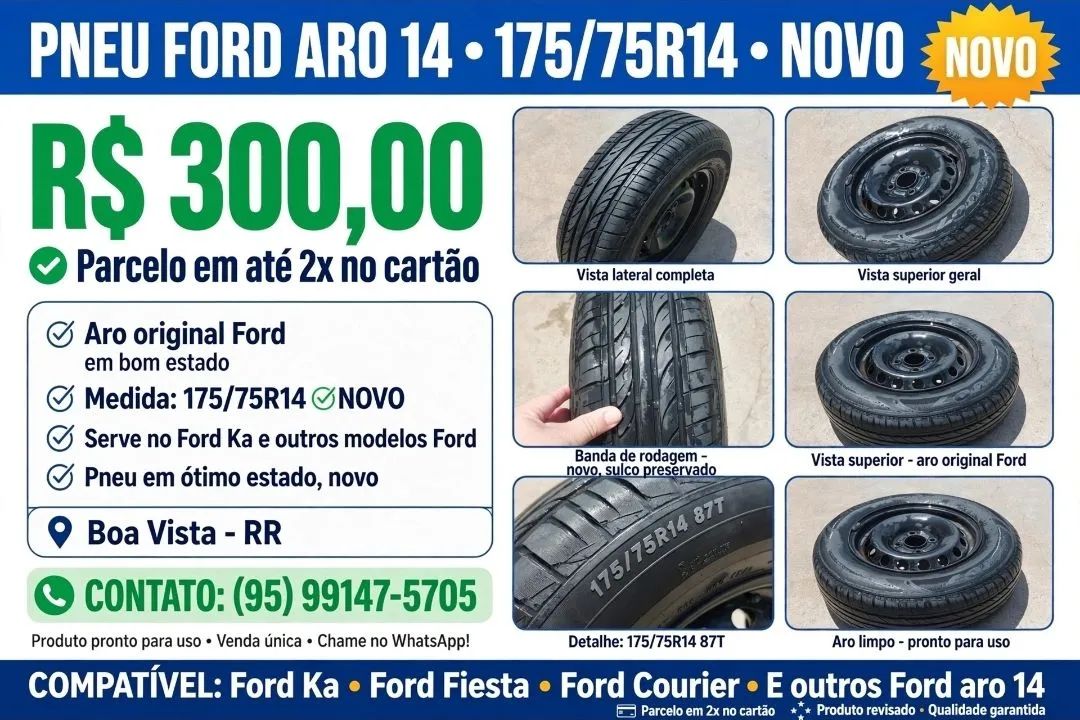 Roda completa 175/75 R14 Ford