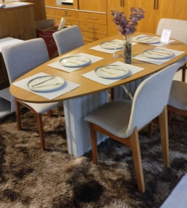 Mesa Jantar Orgânica C/6Cadeiras Estofadas. Produtos Novos Direto de Fábrica P/Sua Casa. - Foto 3