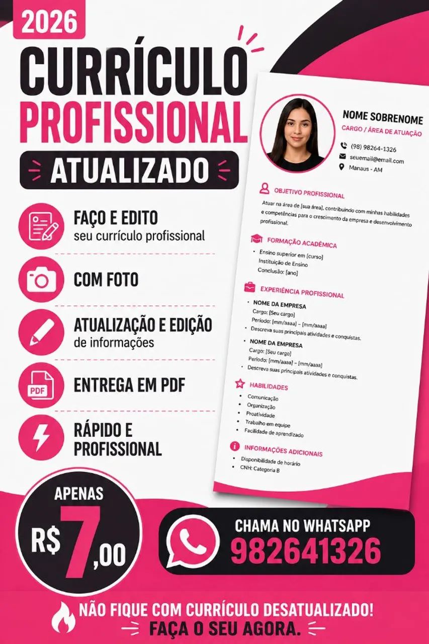 faço currículo com foto em PDF 