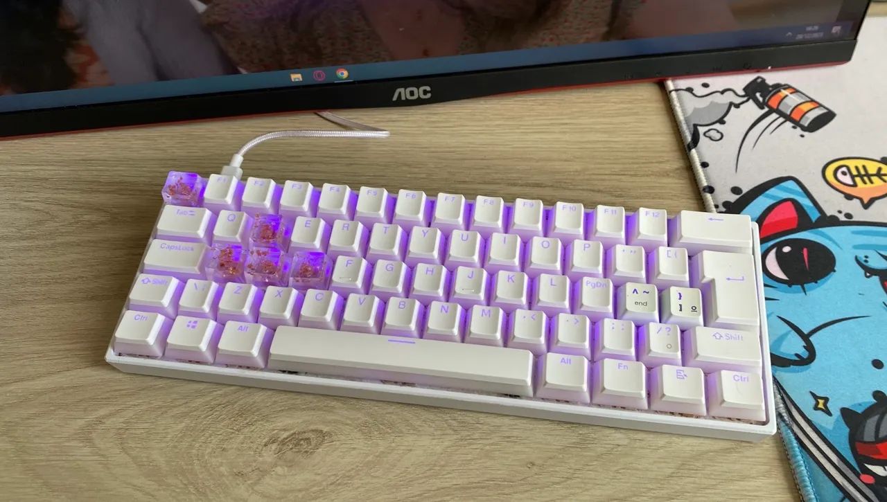 Teclado husky blizzard branco rgb 60% switch red dassa ff