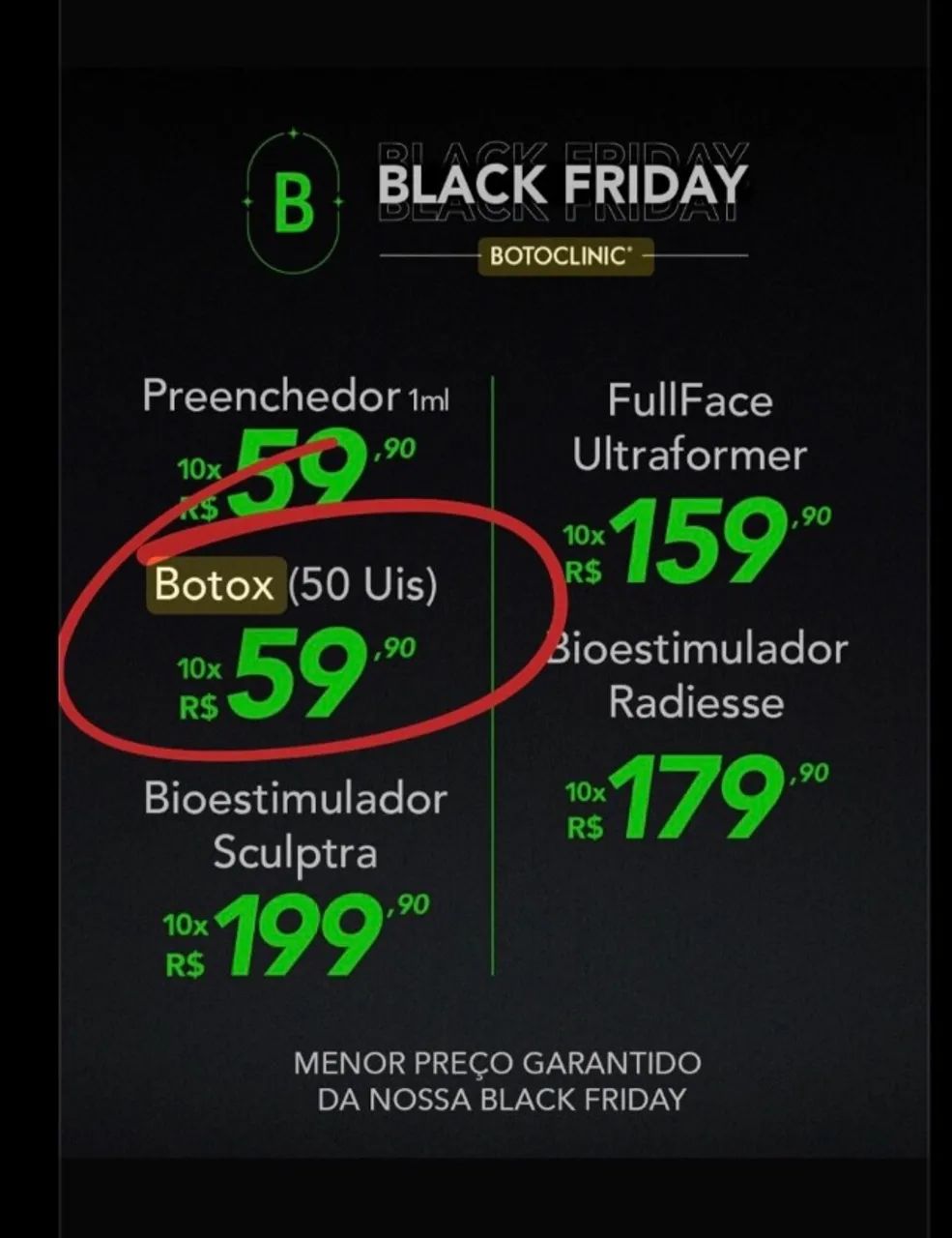 Botox - testa, pé de galinha e gabela