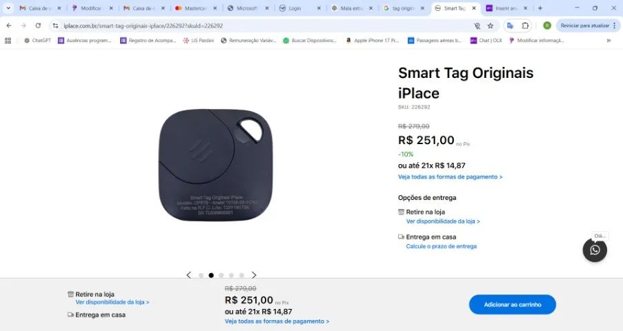 Conjunto 2 smart TAG original Apple Iplace Originais - Foto 5