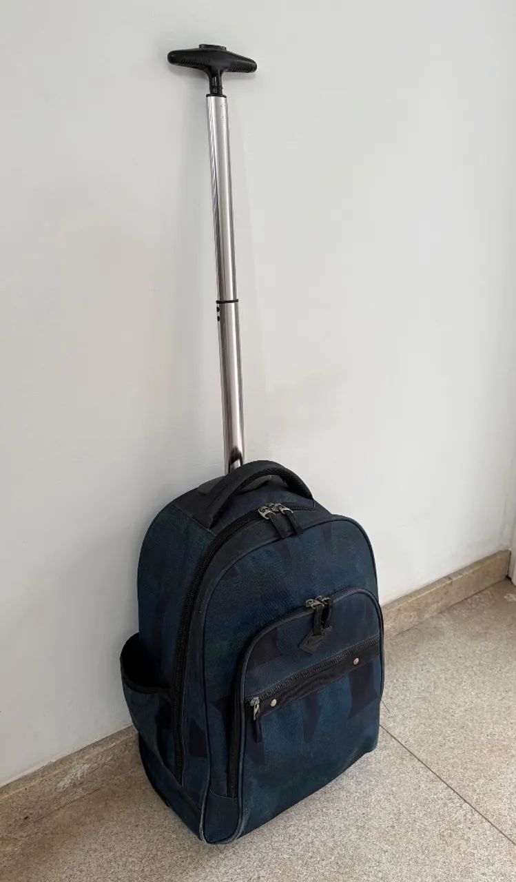 Mala De Rodinhas Escolar Sestini Azul e Preta - Foto 2