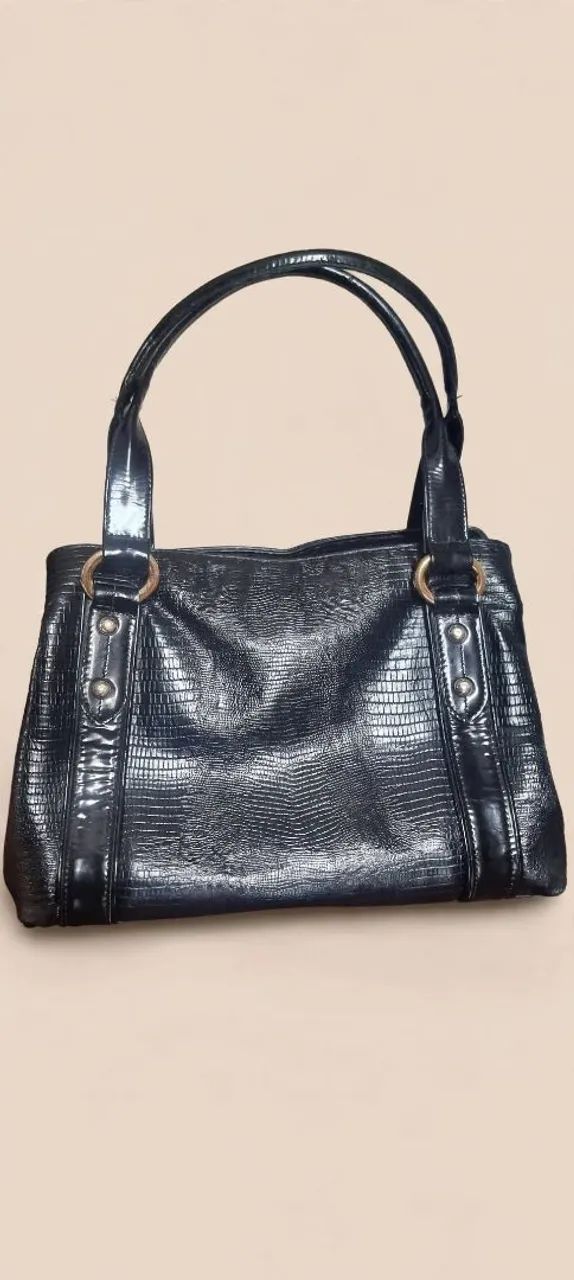 Bolsa Corello couro croco verniz