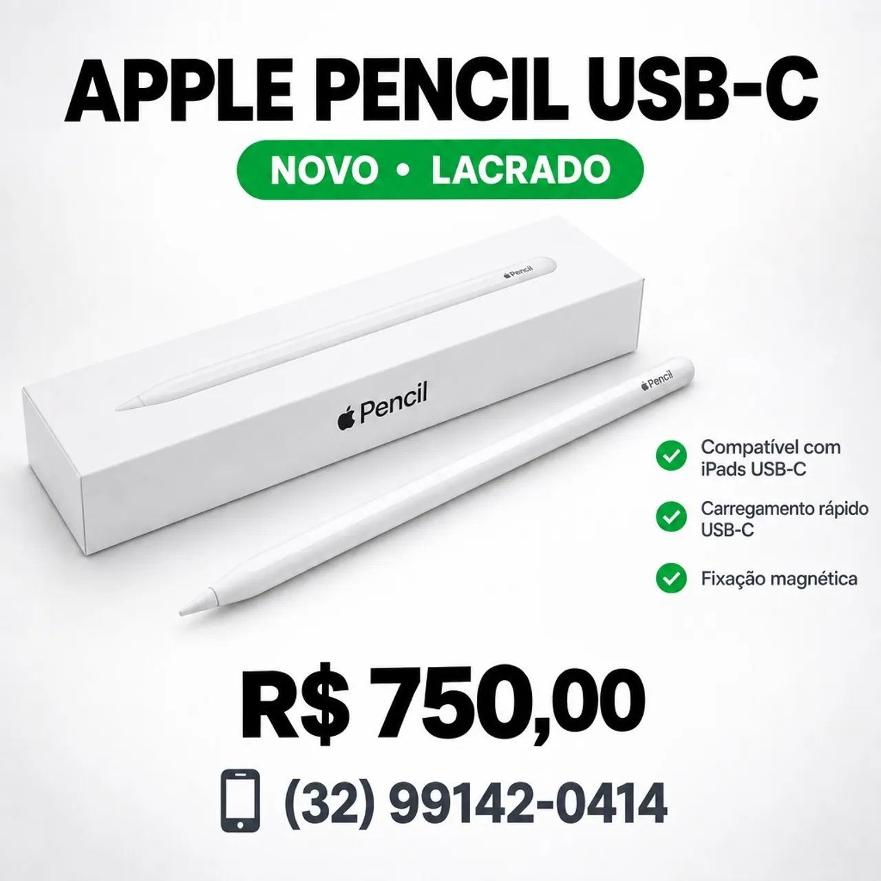 Apple Pencil USB-C NOVA - Periféricos e Acessórios de Computador