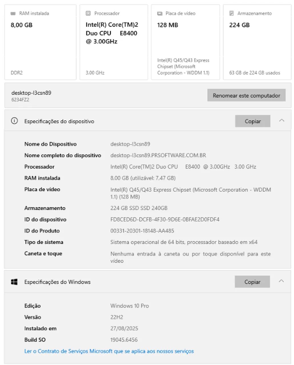 Desktop Lenovo ThinkCenter Core 2 Duo 3ghz 8Gb RAM e 240GB SSD Win10Pro(pt-br) SKU03 - Foto 4