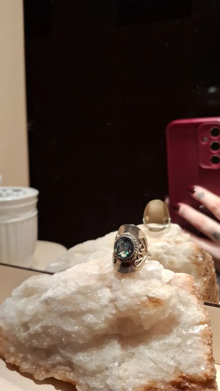 Anel formato de Lua em Abalone Natural e Regulagem - Foto 2