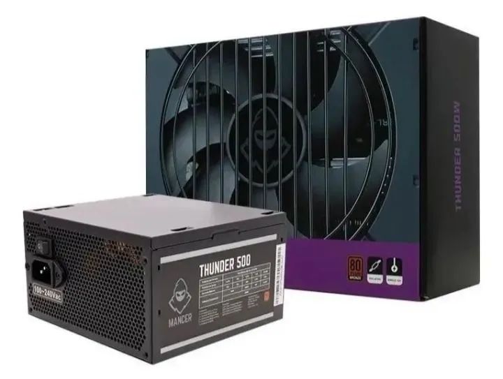 Fonte Mancer Thunder 500w Bronze 80 Plus, Mcr-thr500-bl01 Cor Preto