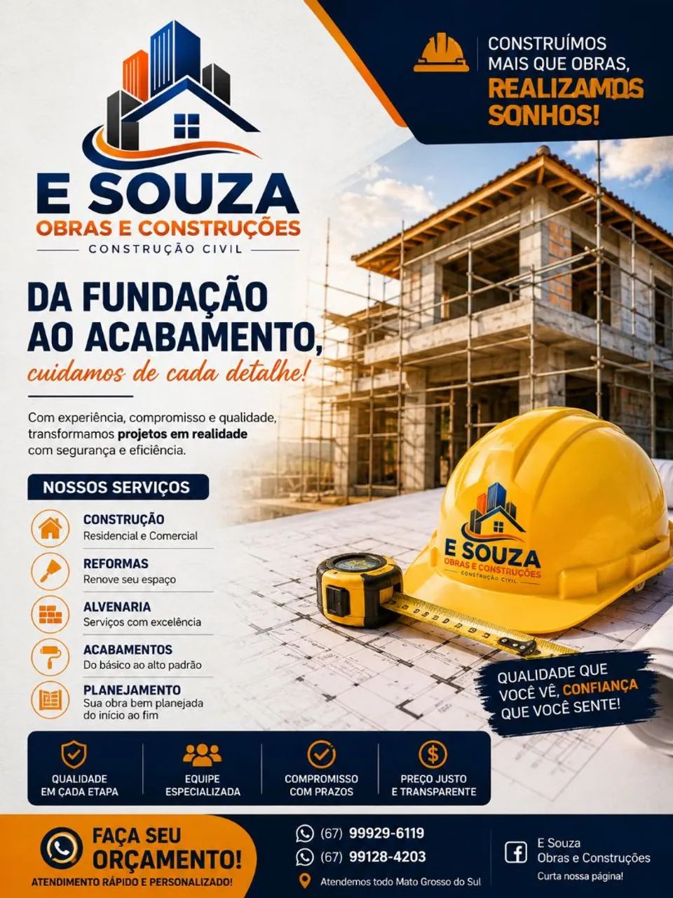 E Souza Obras e Construções - Da Fundação ao Acabamento