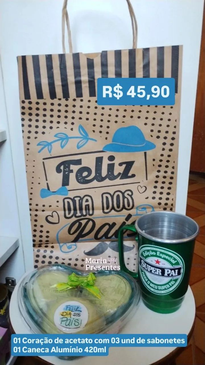 Kit presente dia dos pais com sabonetes e caneca alumínio  - Foto 2