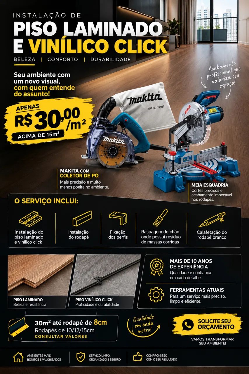 Instalador de piso laminado e vinilico click