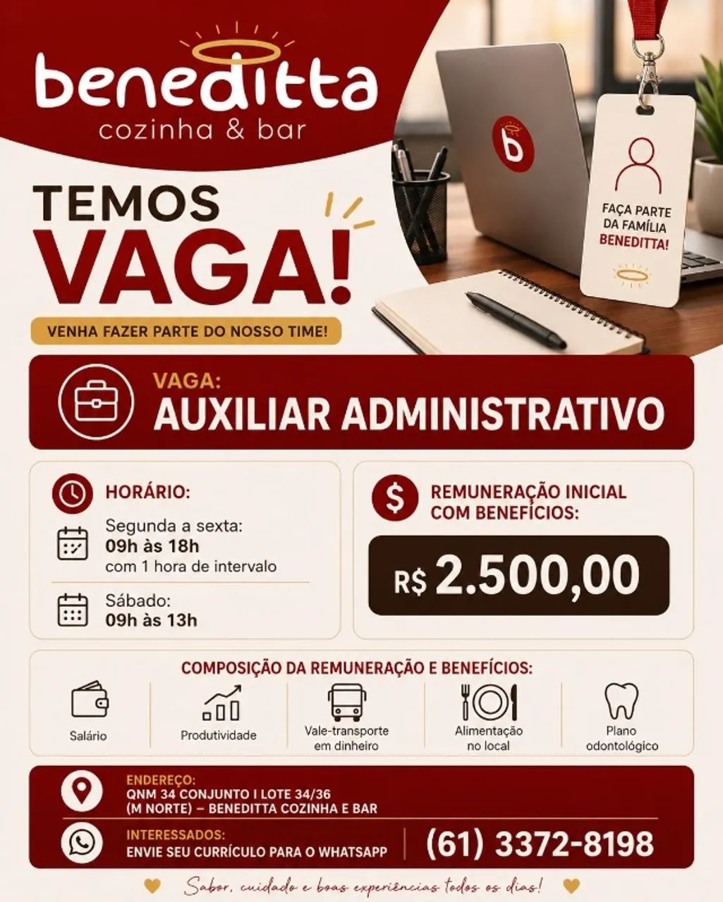 Vaga Auxiliar Administrativo - Inicio Imediato