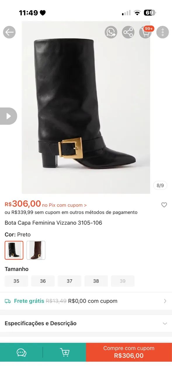 Bota capa nova - NUNCA usada  - Foto 2
