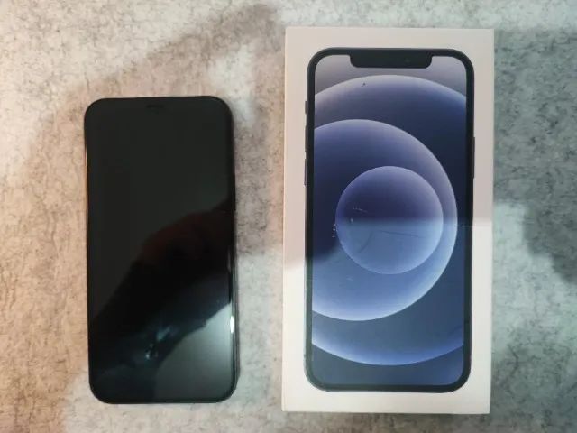 Apple iPhone 12 (Preto, 64Gb, 84%, Face ID, completo, impecável