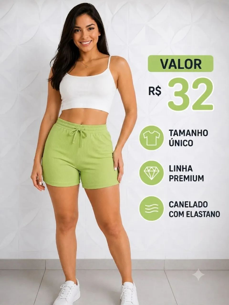 Shorts femininos em malha caneladada conforto e qualidade  - Foto 5