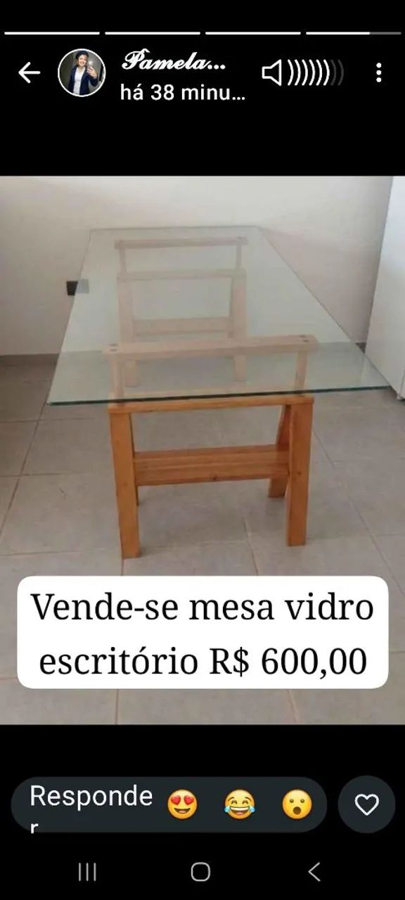 Vendo mesa de vidro
