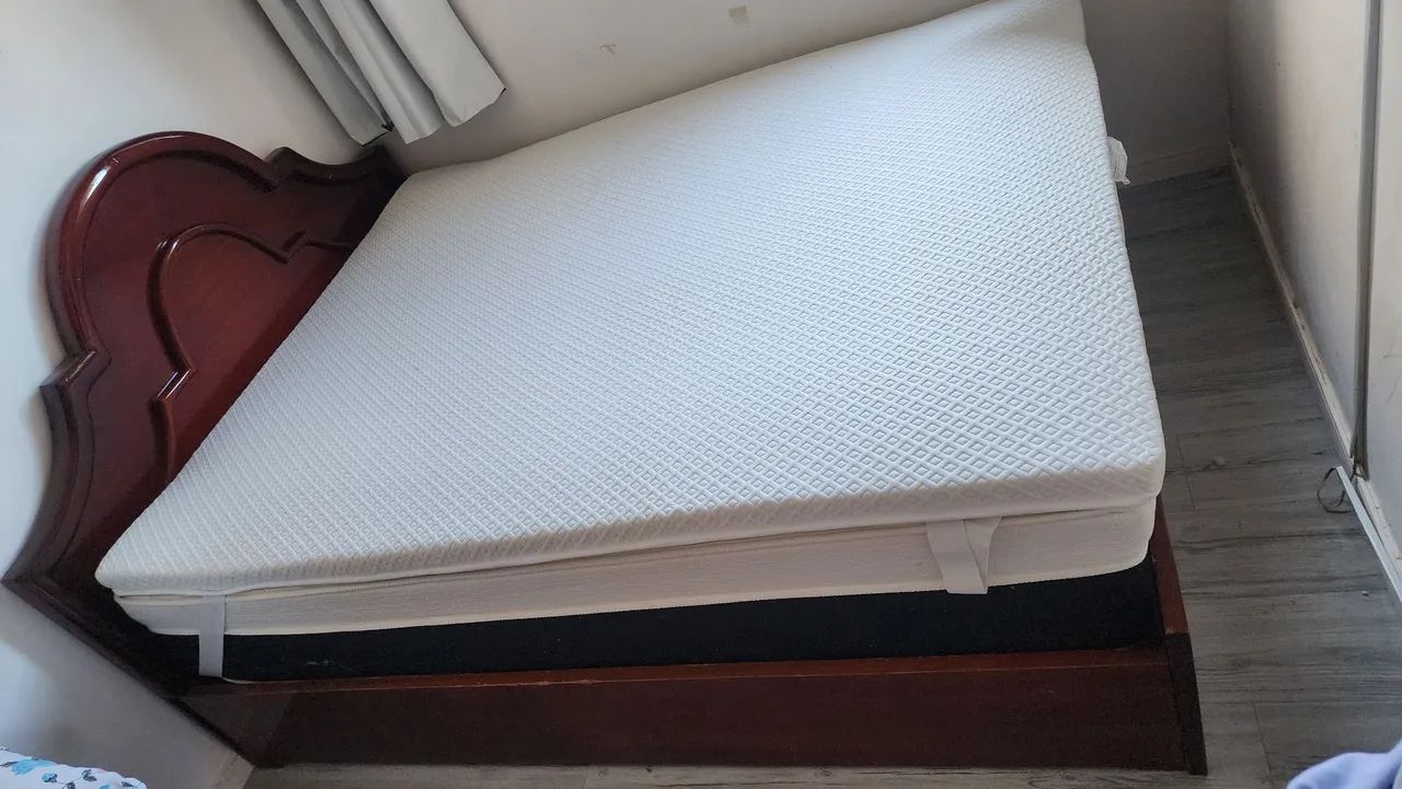 Cama Casal Queen Madeira com Colchão  - Foto 3