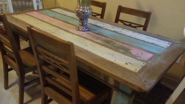 Jg mesa 6 cadeiras peroba rosa com pátina usado - Foto 3