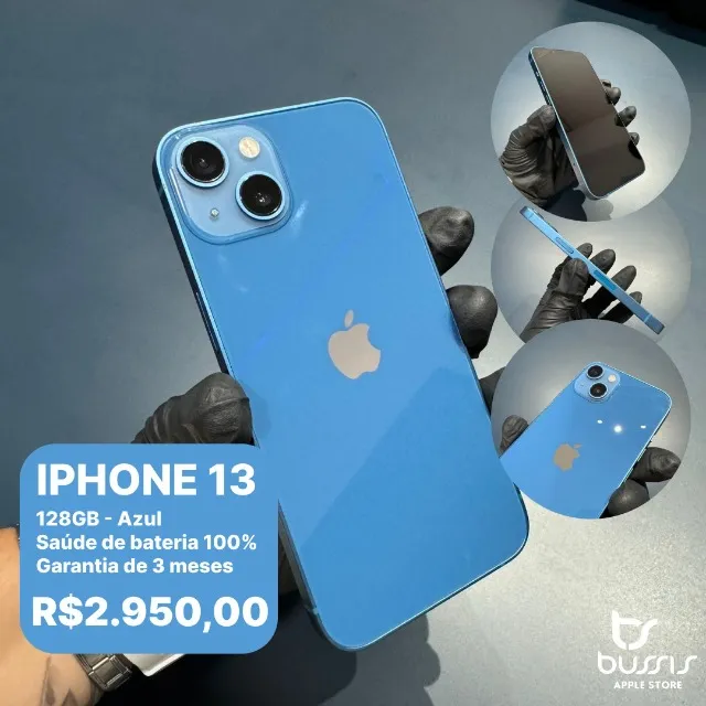 IPhone 13 na cor Azul 128Gb Saude de Bateria 100% Semi novo | Loja Fisica |