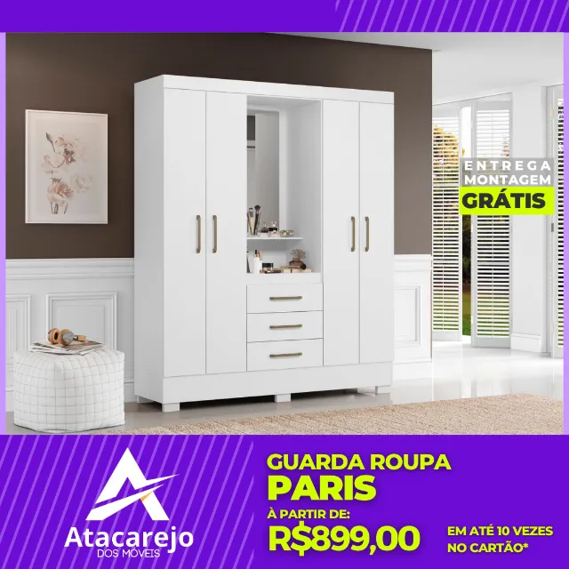 Guarda Roupa Com Espelho Entrega e Monta Grátis