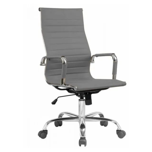 Cadeira Presidente Charles Eames Esteirinha Cinza Conforto Ergonômica Modelo 32881