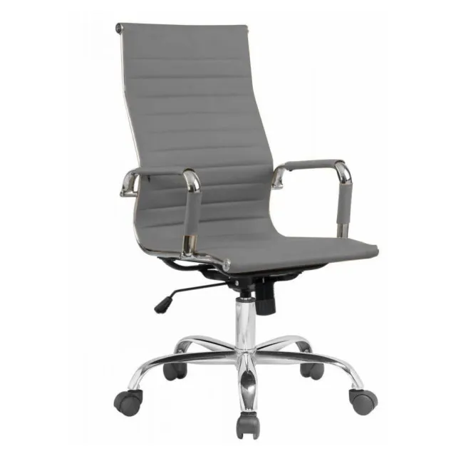 Cadeira Presidente Charles Eames Esteirinha Cinza Conforto Ergonômica Modelo 32881