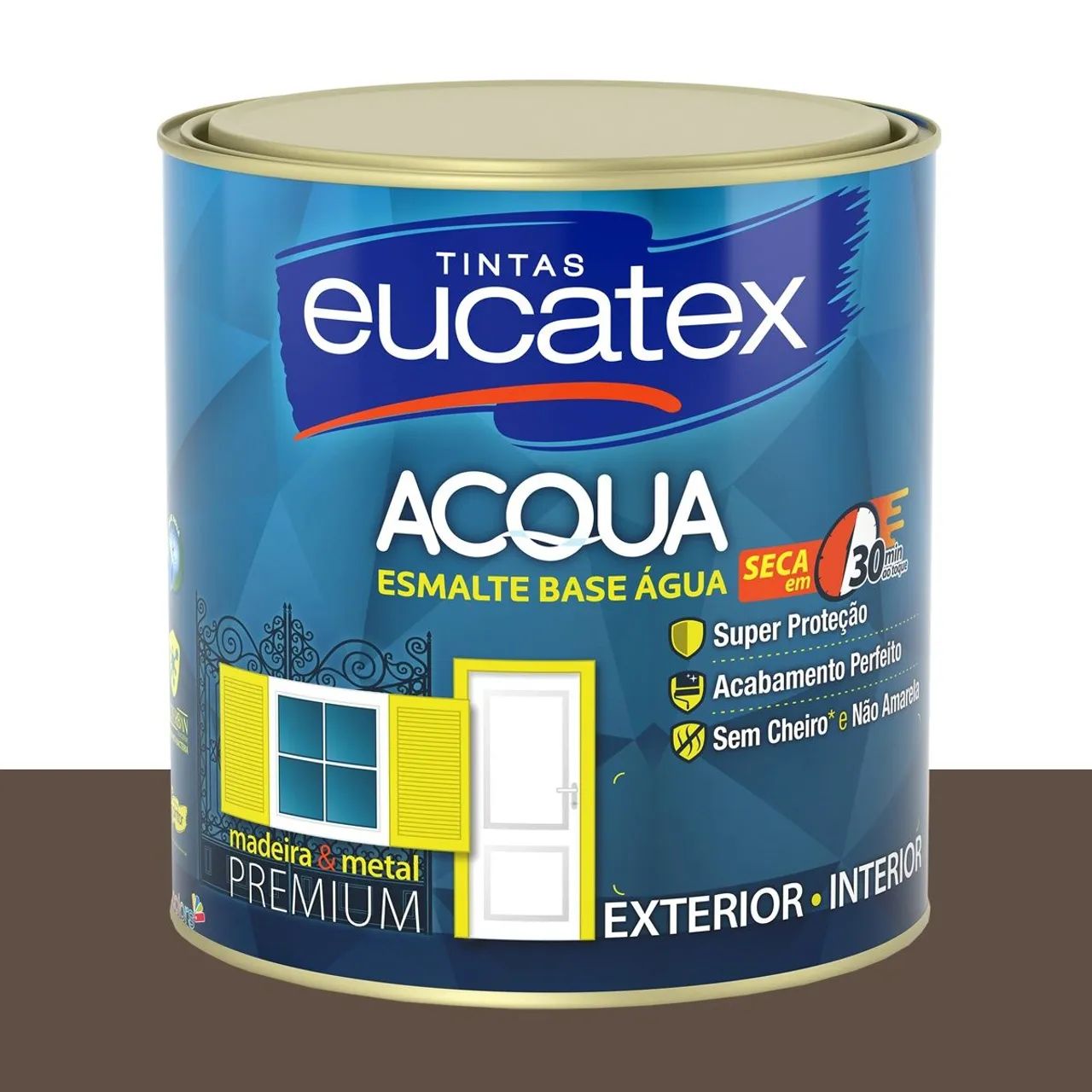 Tinta Esmalte Bril. Base Água Eucatex Pinhão 800 ml