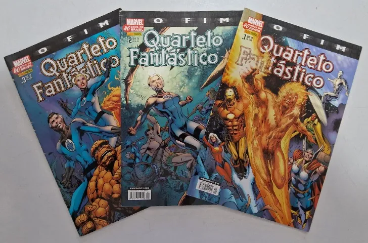 Imagem da capa da HQ Gibi Quarteto Fantástico: O Fim - Minissérie completa em 03 edições Marvel Comics anunciado na OLX