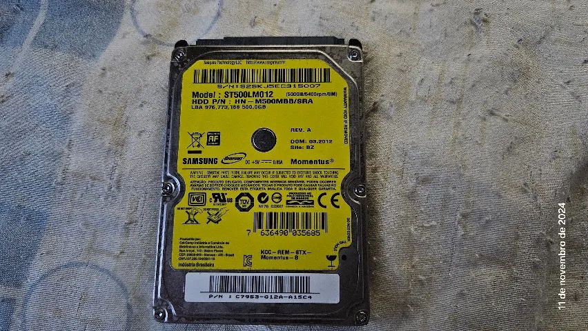 Hd de notebook Samsung ST500LM012 500GB 5400RPM 8MB CACHE