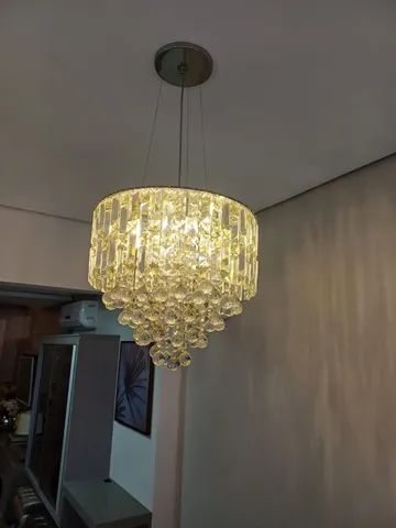 Lustre pendente com cristais ambar64305626880513121