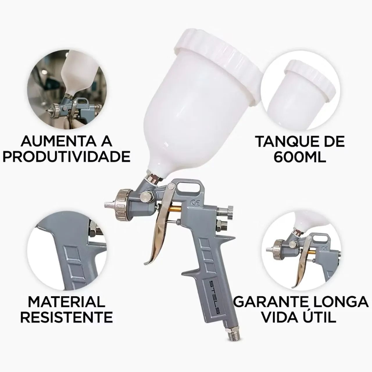 Pistola de Pintura Profissional - 600ml