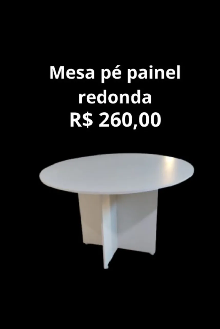 Mesa redonda pé painel branca