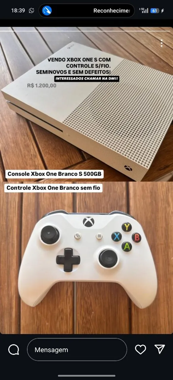 Xbox One S Branco 500GB com Controle Sem Fio