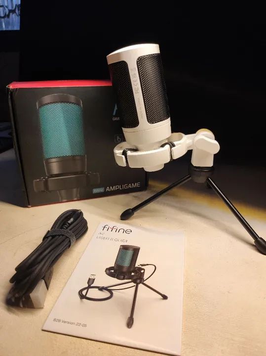 Microfone Gamer Condensador FIFINE AMPLIGAME A2 USB - Novo branco - Foto 5