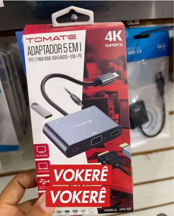 Adaptador 5 em 1 para Smartwatch Tipo C - 4K - Novo
