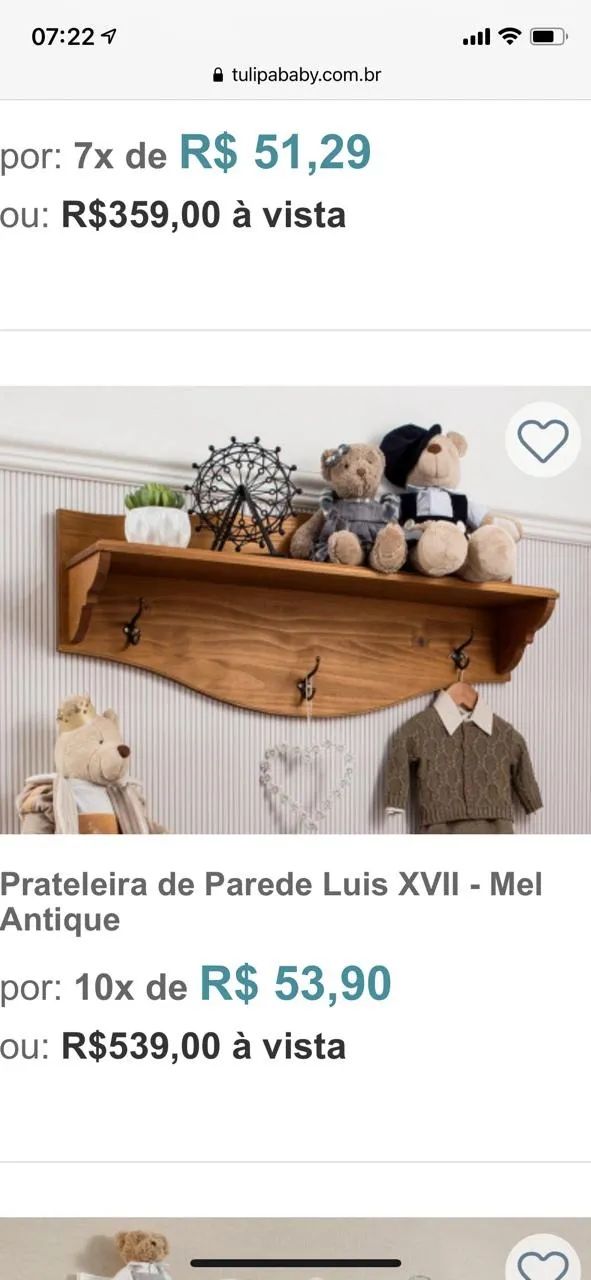 Prateleira de Parede Luis XVII - Mel Antique