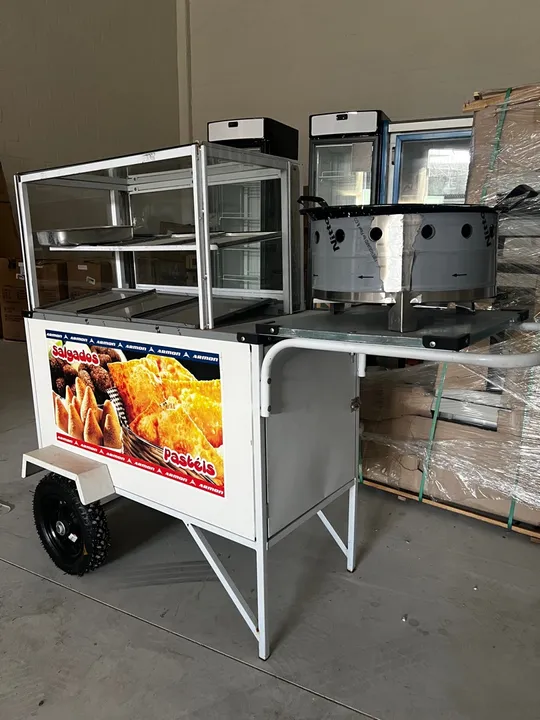 Carrinho de lanches completo para pastel e salgados