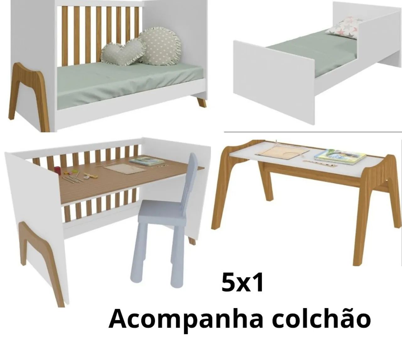 Guti retrô 5x1 Peroba + Colchão Impecável(valor negociável) - Foto 5