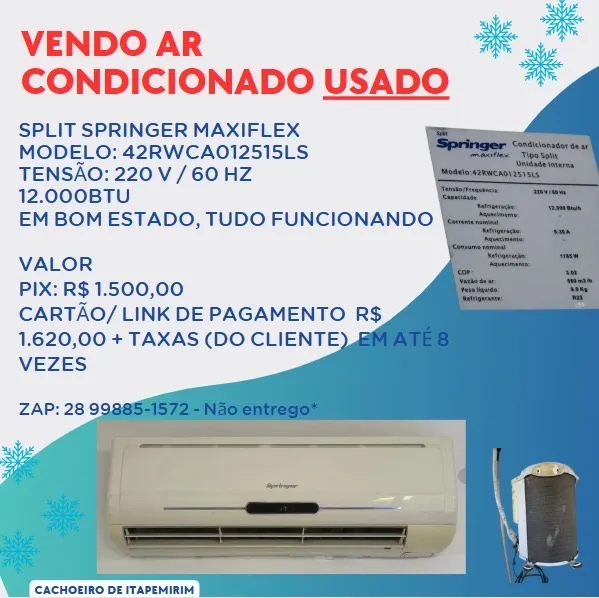 Ar Condicionado Springer 12.000BTU Split 220V