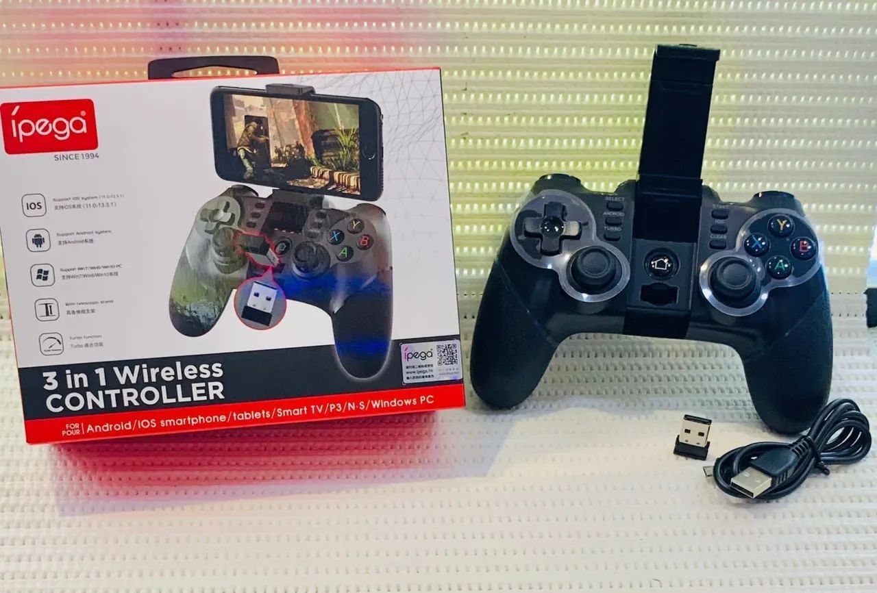 Controle Wireless 3 em 1 para Android, iOS, PC, PS3 e Smart TV