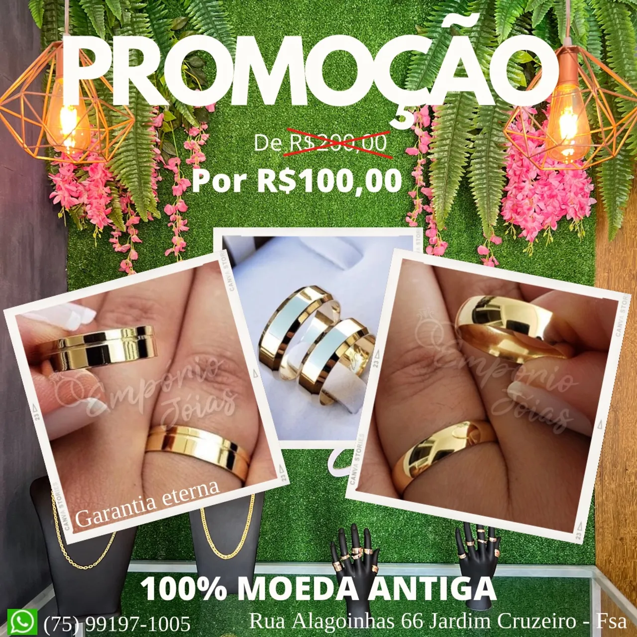 Aliança de Moeda Antiga - R$100 o Par! Loja Física