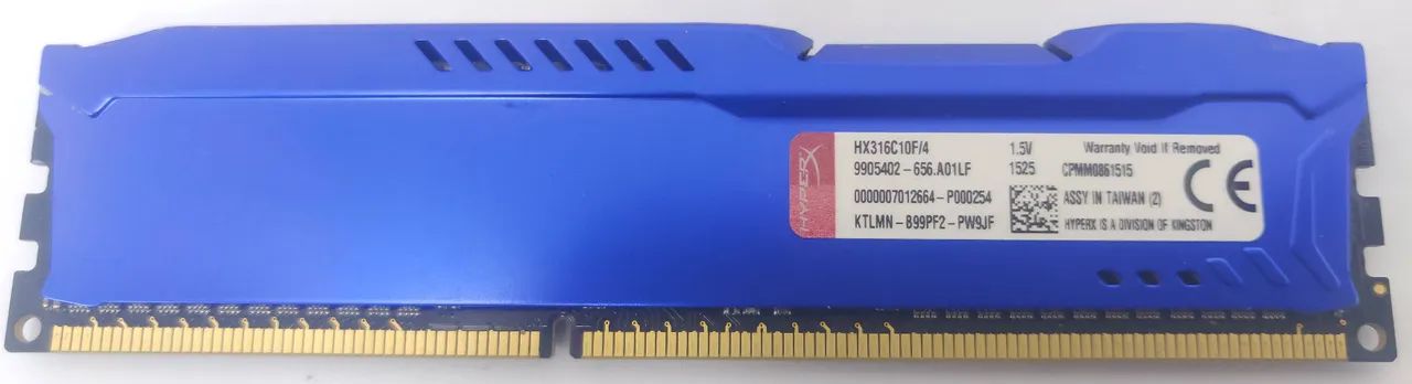 Memória RAM 4GB DDR3 1.5V HyperX Kingston 1600Mhz HX316C10F/4 Azul