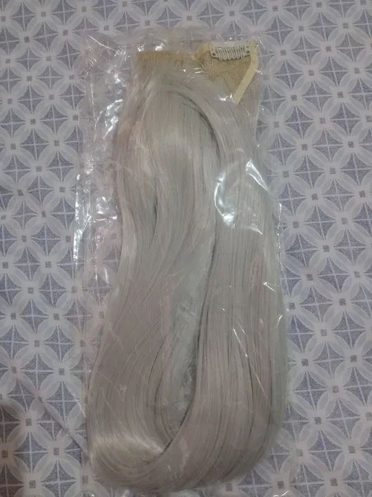 Mega Hair Cabelo Artificial - Cinza Claro - Foto 4
