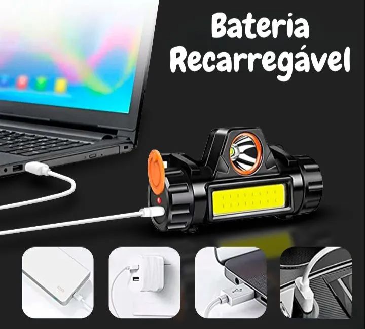 Lanterna Led Cabeça com fita elastica - Foto 4