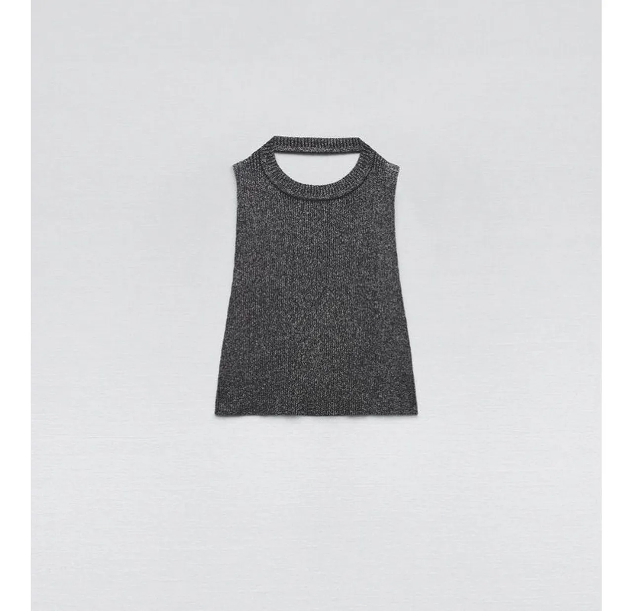 TOP/CROPPED DE TRICÔ PRETO/PRATA - ZARA - TAMANHO G