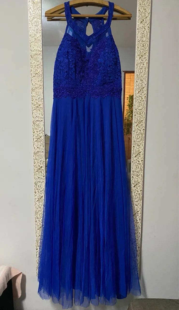 Vestido Azul Royal Bordado Elegante